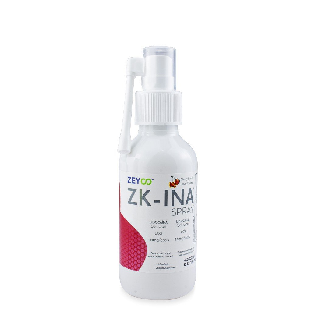 ZK-ina anestésico tópico en spray lidocaína al 10% Zeyco 115 ml.