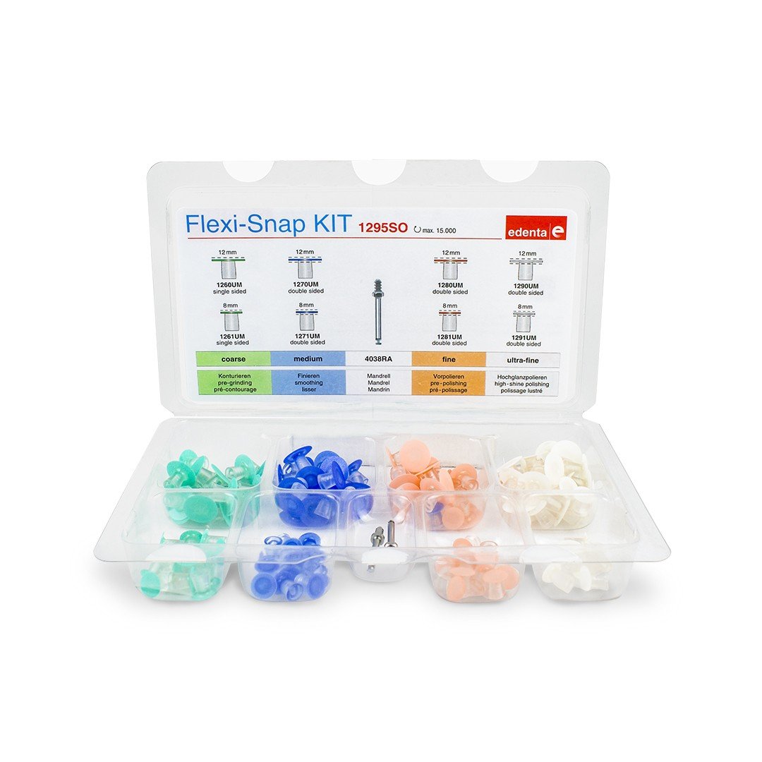Flexi Snap kit de pulido para brillo natural en resina Edenta 160 discos y 2 mandriles