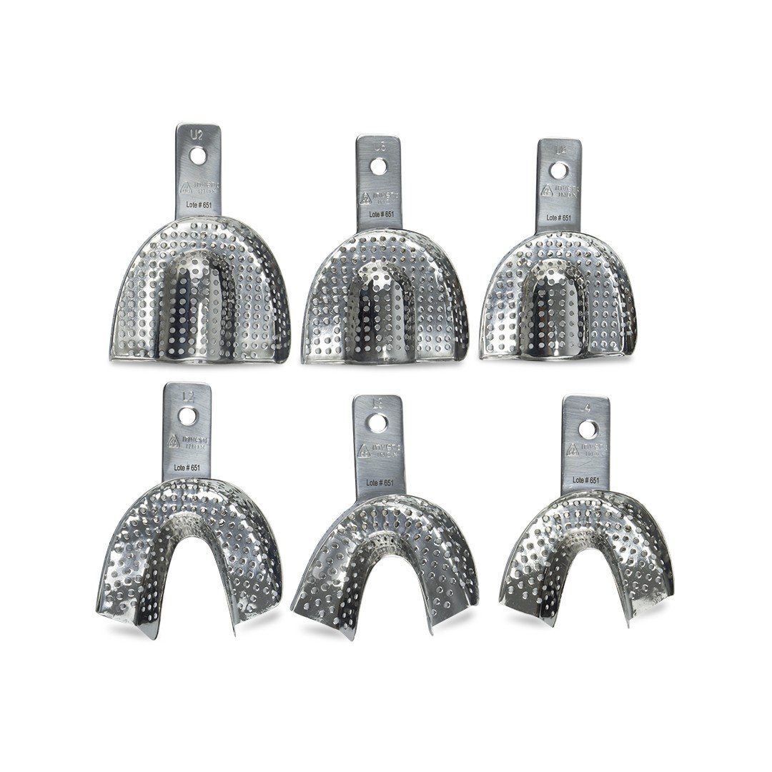 Juego de cucharillas portaimpresiones perforadas adulto 6B (295) 6 piezas