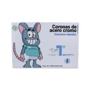 Estuche con 48 coronas de acero posteriores infantiles DenTeam
