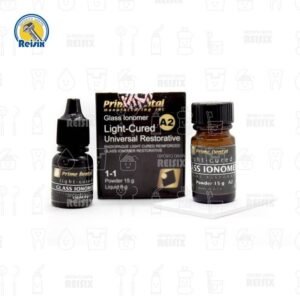 Cemento ionómero de vidrio LC fotocurable Universal Restorative Prime Dent 15 grs, 8 grs.