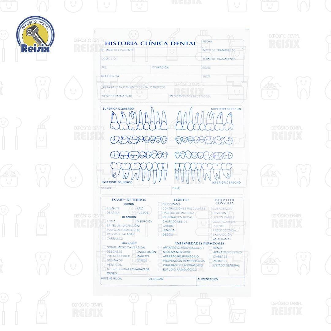Historia clínica dental con 50 piezas