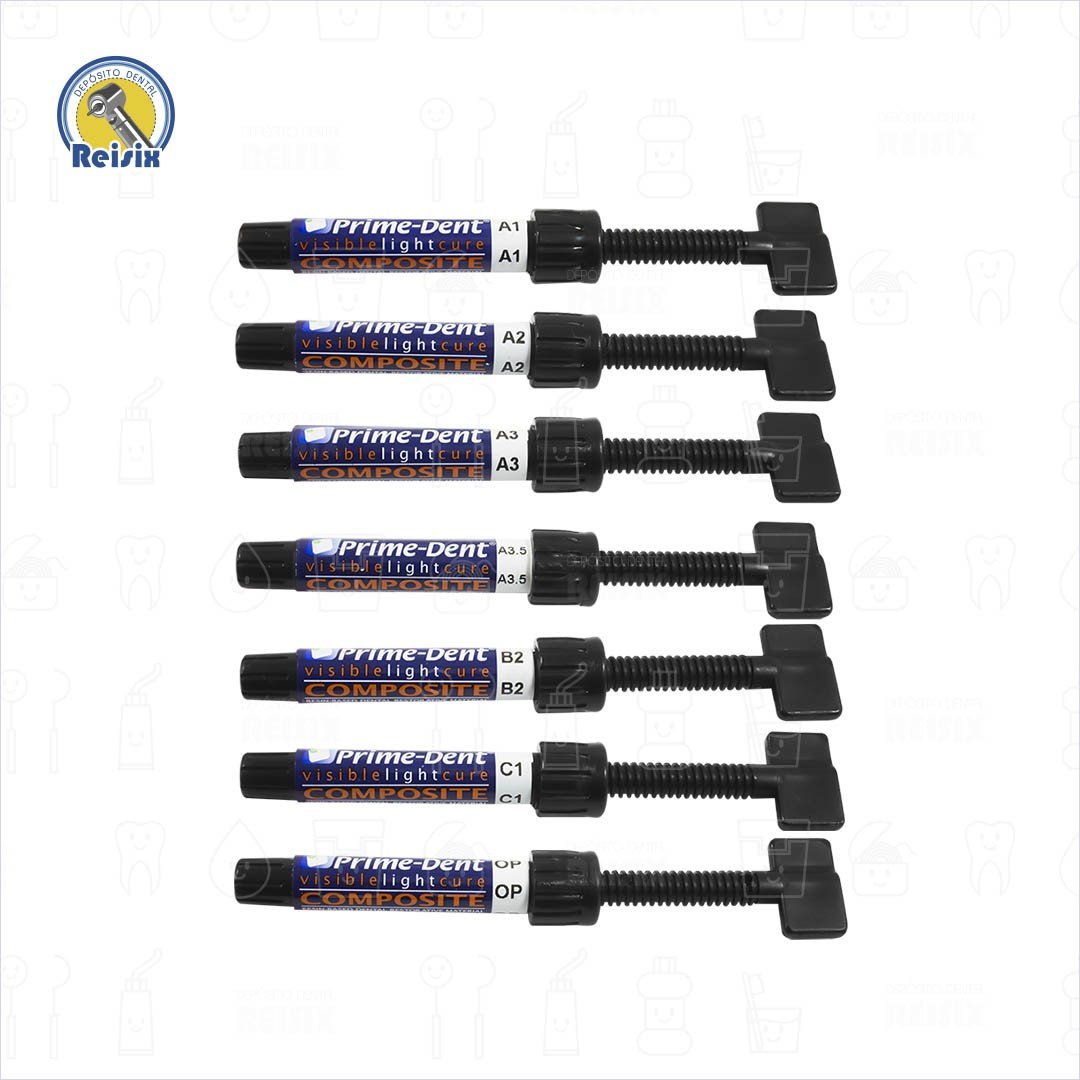 Kit con 7 jeringas Híbrida LC resina universal para restauraciones Prime Dent - Image 3