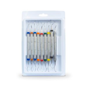 Kit con 9 curetas Gracey codificadas por colores Germany Inox