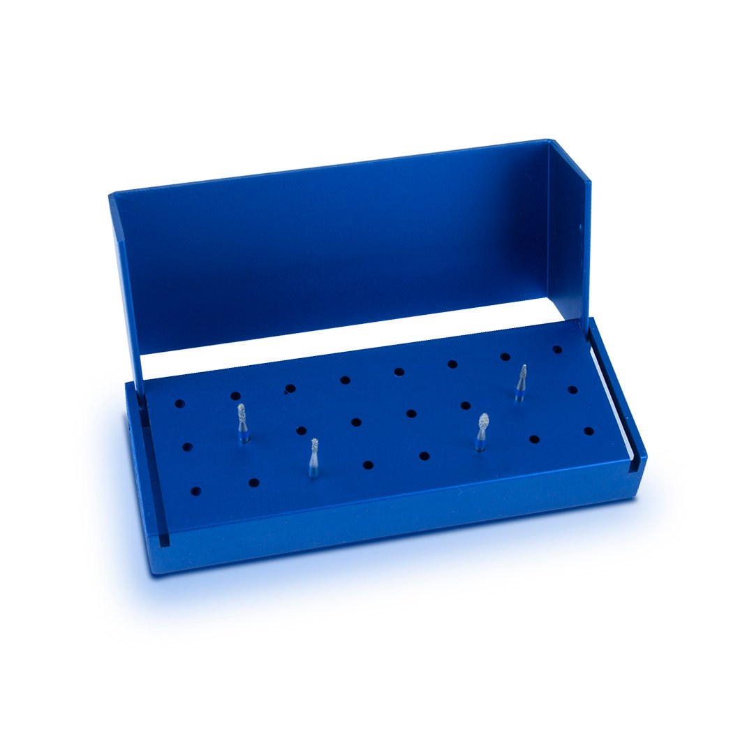 Kit de fresas de Mínima Invasión con fresero metálico azul marino SS WHITE 4 fresas