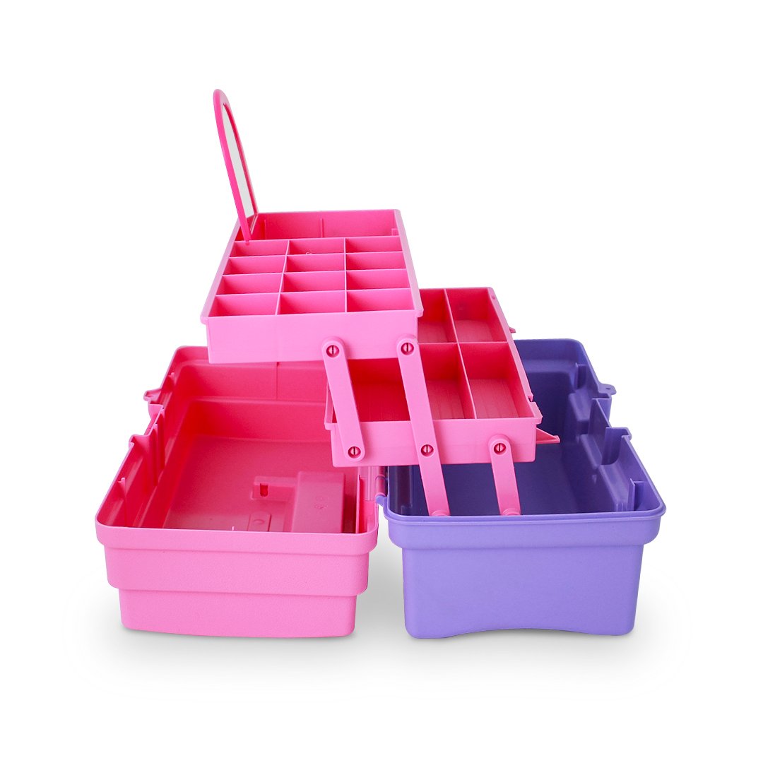 Caja para instrumental de dos charolas con espejo rosa lila (pesquera) - Image 3