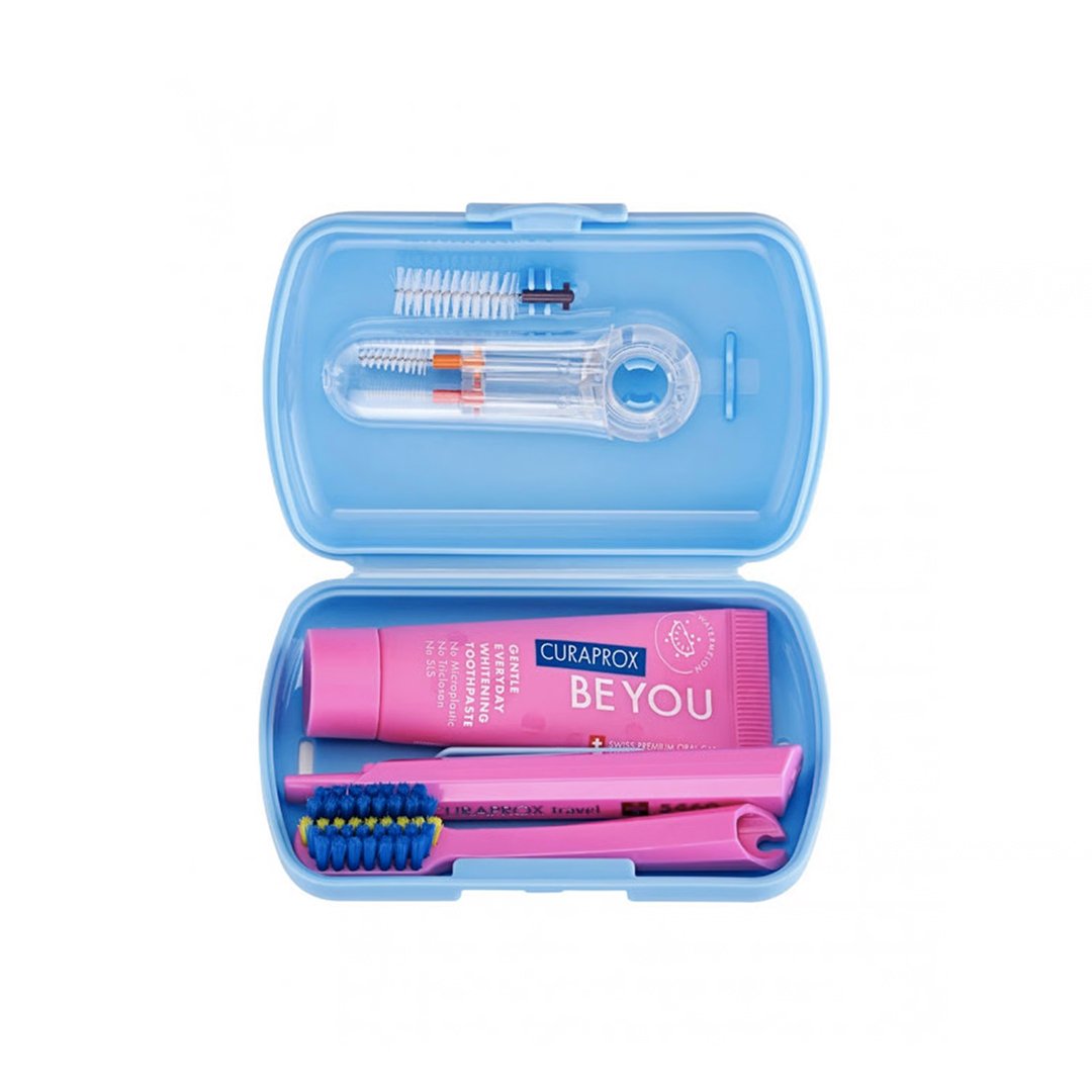 Travel set ortho set de viaje cepillo 5460 ortho + pasta be you 10 ml + 3 cepillos interdentales Curaprox