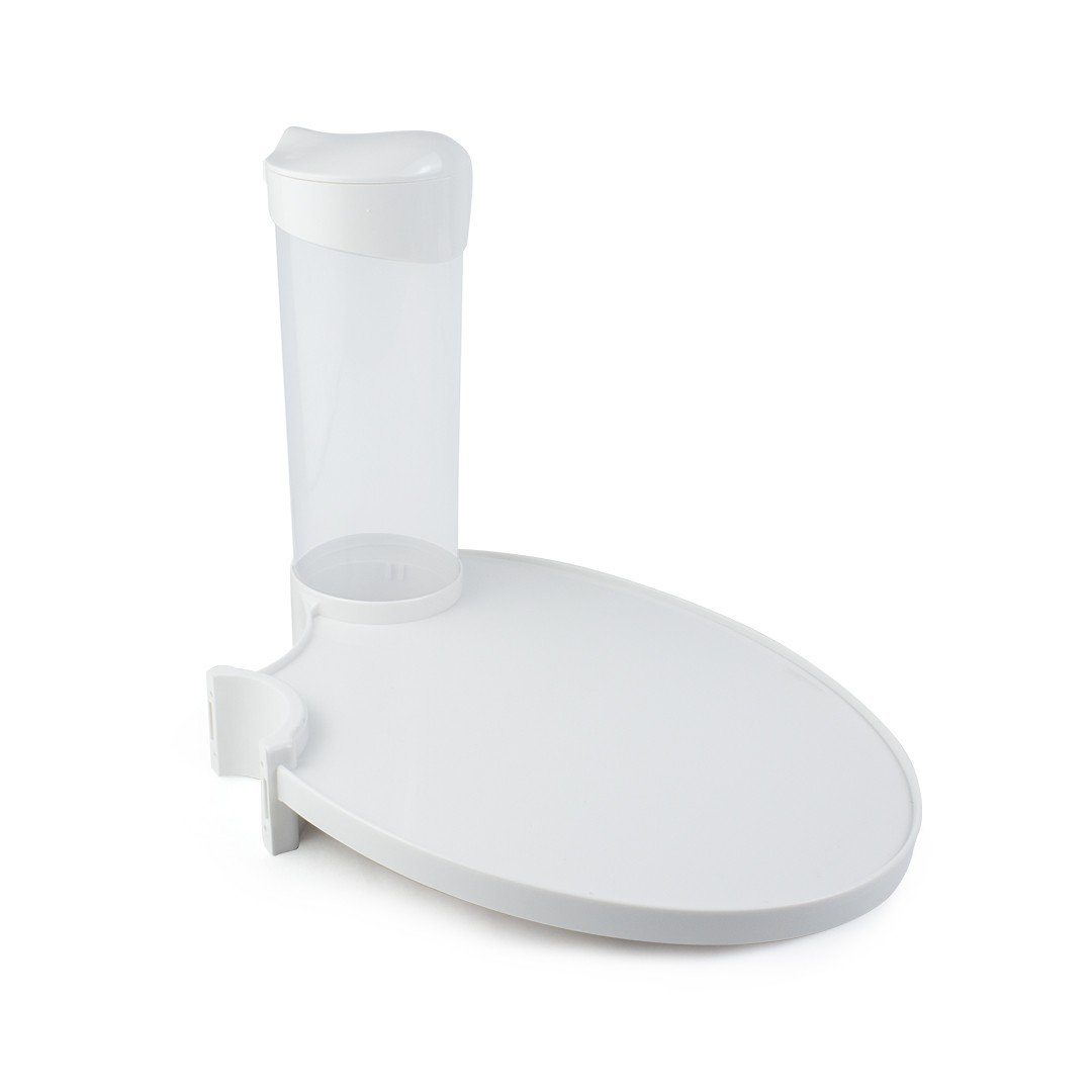 Charola con portavasos y dispensador de pañuelos con anillo para unidad